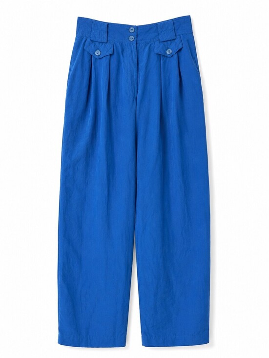 Pants - SK & Company 100% Silk Blue Wide Leg Pleated Pants Size S High Rise